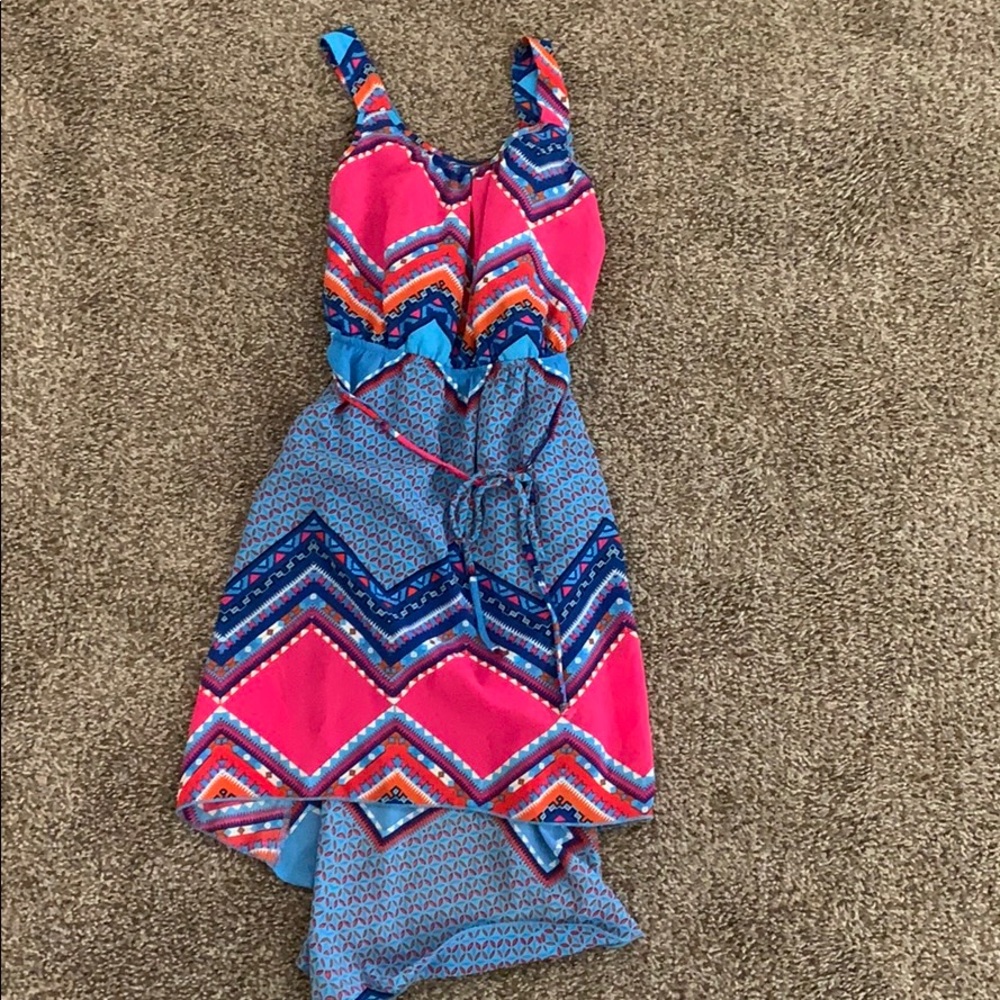 Girls polyester print sleeveless dress